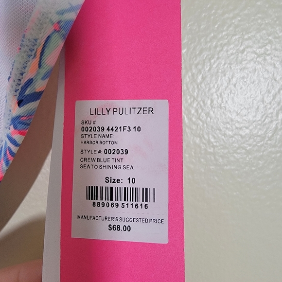 NWT Lilly Pulitzer Harbor Bottom Crew Blue Tint Sea To Shining Sea Size 10 - Picture 4 of 6